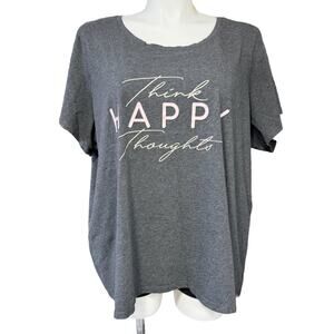 Fleurish Womens T Shirt Top Think Happy Thoughts Graphic Print Short Sleeve 4X